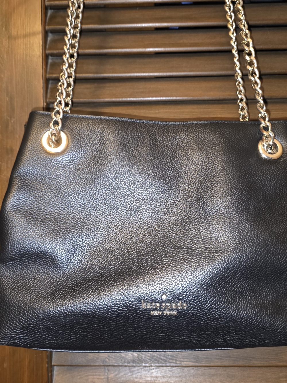 Kate Spade Black Pebbled Leather Chain Shoulder Bag